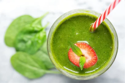 Kratom added on a strawberry and spinach juice