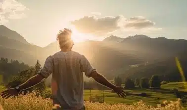 Person standing in front of sunlight