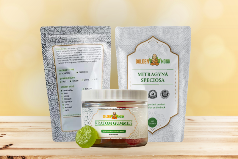 Kratom products of Golden Monk in Maine.