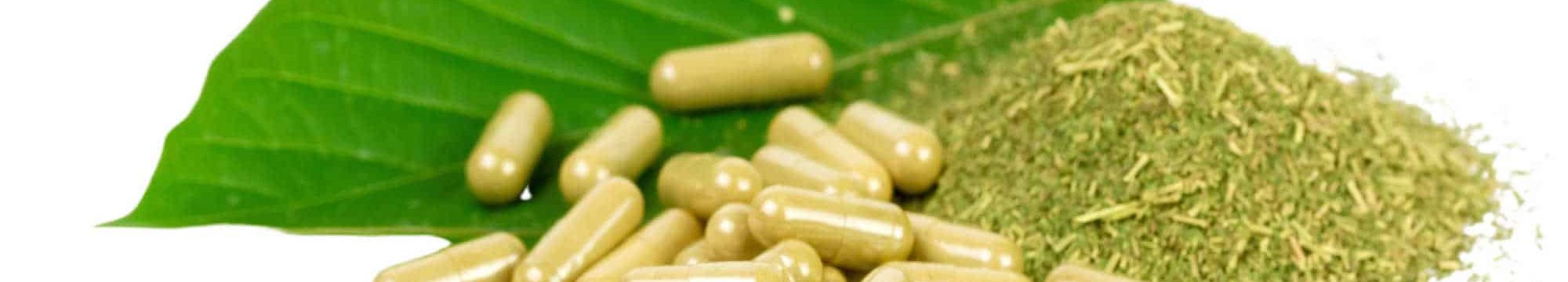 image of kratom leaves and capsules